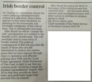 Hugh Orde, former Chief Constable of Northern Ireland, on the Irish Border and Brexit